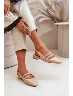 Lakierowane Baleriny Z Paskami Na Niskim Obcasie Beżowe Bialettia Lakierowane Baleriny Z Paskami Na Niskim Obcasie Beżowe Bialettia