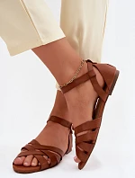 Dámske ploché sandále s remienkami z eko kože Camel Lagos