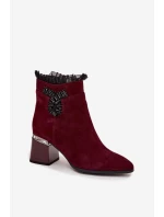 Dámske členkové topánky D&A z prírodného semišu - bordová Dámske členkové topánky D&A z prírodného semišu - bordová