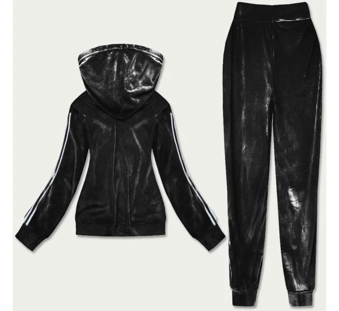 Černý dámský velurový dres s lampasy model 17694119 - Defox
