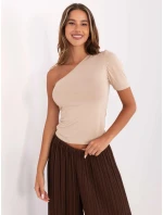 Dámske béžové tričko na jedno rameno (190101)