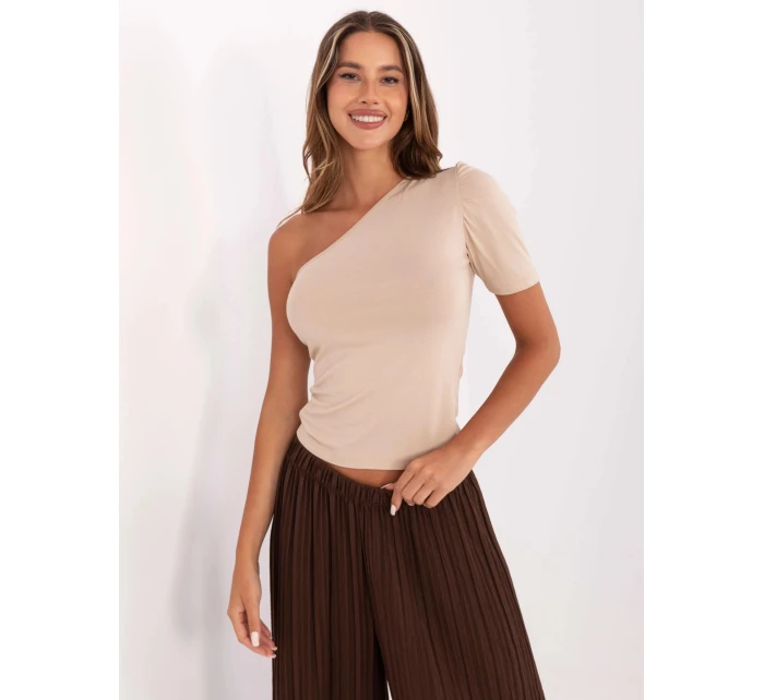 Dámske béžové tričko na jedno rameno (190101)