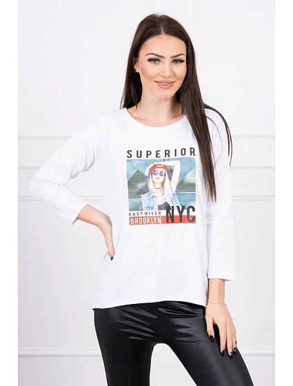 Halenka s potiskem model 18744202 bílá - K-Fashion