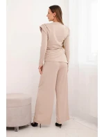 Dámský bavlněný komplet s blůzou a širokými kalhotami model 21472125 - K-Fashion