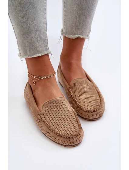 Dámské semišové mokasíny tmavě béžové model 21653934 - Boto