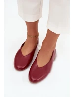 Dámské baleríny z ekokůže na nízkém podpatku bordové model 21710681 - Boto