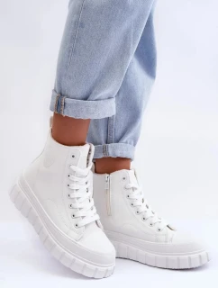 Zateplené kožené tenisky so zipsom Big Star MM274624 white