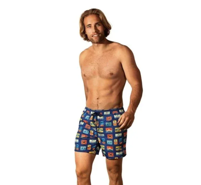 Pánské plavkové kraťasy Happy Shorts long model 20823028 Tmavě modrá mix - Self