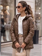 Kurtka damska przejściowa pikowana z kapturem brązowa model 22342176 - FashionStreet