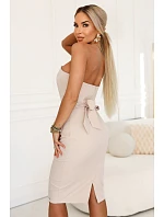 tužkové midi šaty s páskem béžové model 22075179 - numoco tužkové midi šaty s páskem béžové model 22075179 - numoco