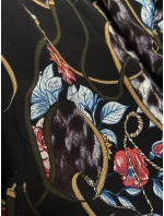 Černé květované dámské plisované šaty s límečkem model 19552494 - ELISA IMMAGINE