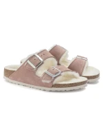 Birkenstock Arizona Suede Leather Shearling Pink Clay LAF Insulated Flip Flops Narrow (1023258) - dámske