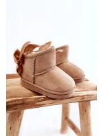 Dziewczęce Ocieplane Śniegowce Z Kokardkami Beżowe Meriva Dziewczęce Ocieplane Śniegowce Z Kokardkami Beżowe Meriva