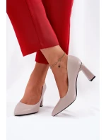 Eleganckie Czółenka Na Słupkowym Obcasie Vinceza 62221 Szare