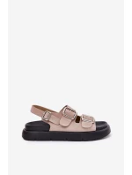 Semišové dámské sandály s přezkami Big Star model 21694384 světle růžové - Big Star Shoes