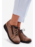 Dámske kožené topánky na platforme Vinceza 39977 Beige