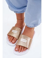 Dětské pantofle LEVI'S VPOL0251S-3923 Zlaté s brokátom