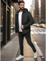 Pánská přechodná prošívaná bunda s kapucí černá Dstreet model 21983032 - FashionStreet