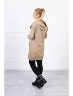 Šaty s ozdobnými volánikmi a kapucňou camel Šaty s ozdobnými volánikmi a kapucňou camel