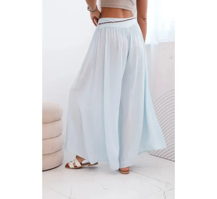Dámske viskózové nohavice so širokými nohavicami modré Dámske viskózové nohavice so širokými nohavicami modré