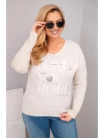Dámske Plus veľkosť blúzka s potlačou Love You More Beige