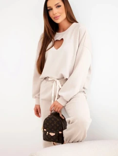 Dámska maslová súprava s výrezom v tvare srdca béžová