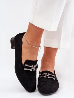 Mokasíny S Ozdobou Na Podpatku Eko Semišové Černé model 21685313 - Boto