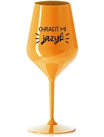 CHRASTÍ MI JAZYK - oranžová nerozbitná sklenice na víno 470 ml