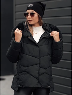 Kurtka damska zimowa FIXMIX pikowana z kapturem czarna FashionStreet TY4672