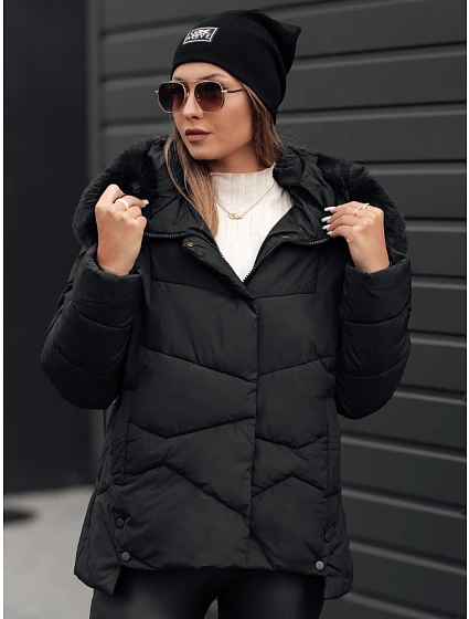 Kurtka damska zimowa FIXMIX pikowana z kapturem czarna FashionStreet TY4672