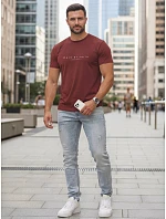 Pánske tričko s nápisom bavlna bordová FashionStreet NX5123R