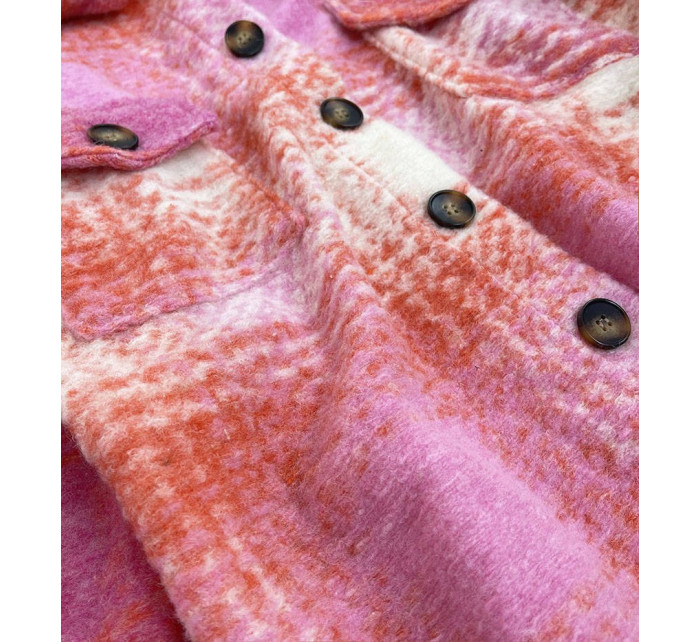 Ružová melanžovej dámska košeľová bunda (3925B)