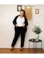 Čierna dámska tepláková súprava plus size s kapucňou na zips (8216)