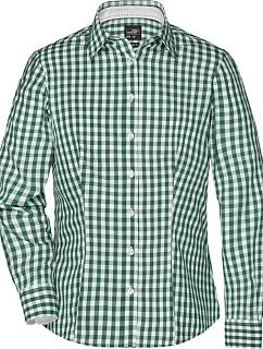 JN 616 Popelínová kostkovaná halenka s dl. rukávem model 22487327 forest green/white - Daiber