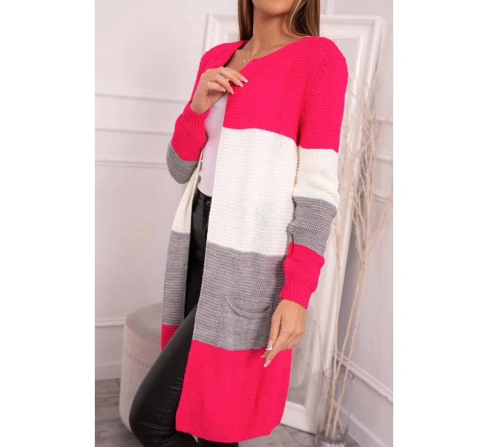 Pruhovaný sveter malinová + ružová