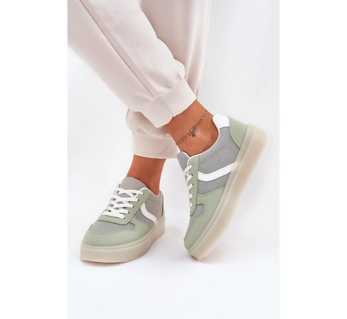 Niskie Sneakersy Damskie Na Platformie Zielone Telmira