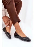 Lakierowane Eleganckie Baleriny Damskie Z Ozdobnym Detalem Vinceza 17377 Czarne