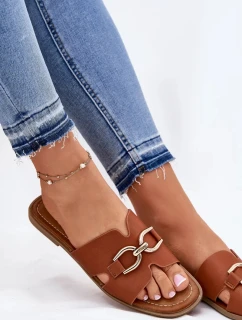 Dámske ploché papuče s ozdobnými detailmi - ťavia