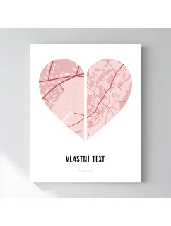 Personalizovaný magický fotoobraz v rámu - 40x50 - dvě mapy jako srdce