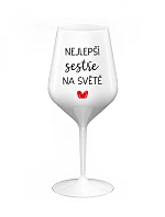 THE BEST SISTER IN THE WORLD - biely nerozbitný pohár na víno 470 ml