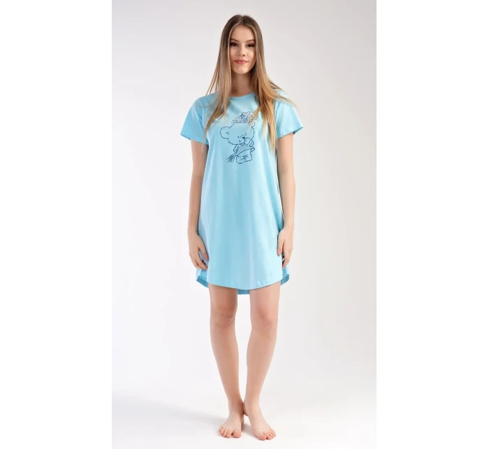 Dámská noční košile s krátkým rukávem Méďa s model 18728719 - Vienetta Dámská noční košile s krátkým rukávem Méďa s model 18728719 - Vienetta