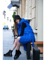 Dlouhá dámská vesta v chrpové barvě s páskem model 15834484 - Ann Gissy