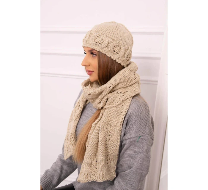 Dámská souprava se šátkem  tmavě béžová model 18752557 - K-Fashion