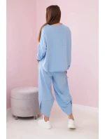 Bavlnená mikina nohavice set modrá