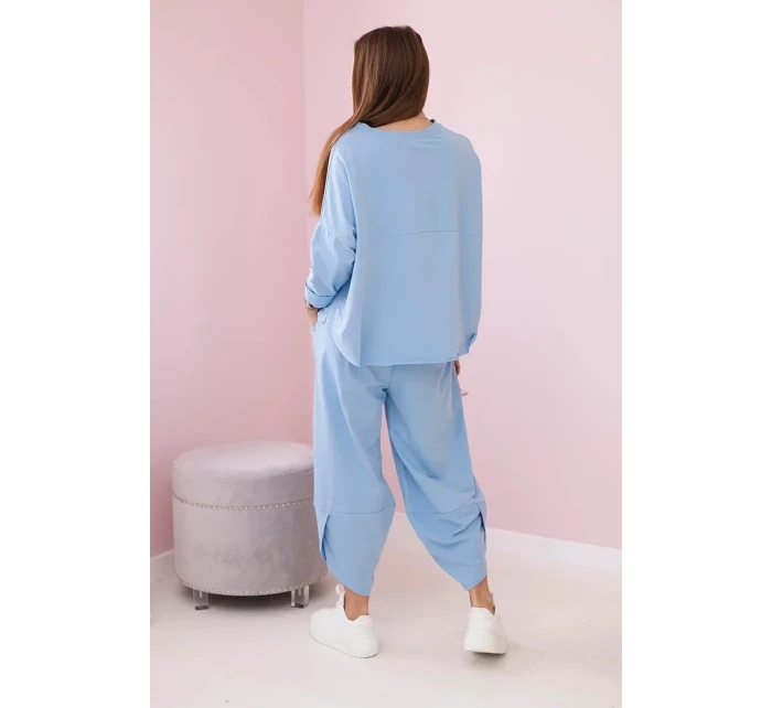 Bavlnená mikina nohavice set modrá