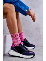 Dámská sportovní obuv na klínku model 21596635 černé a Námořnická modrá - Goe