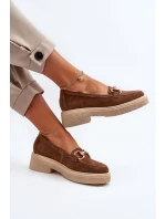 model 21652497 Zamszové Dámské Mokasíny S Ozdobou Hnědé - Zazoo