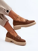 Zazoo 3429 Zamszowe Mokasyny Damskie Z Ozdobą Brązowe