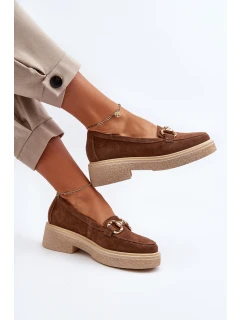 model 21652497 Zamszové Dámské Mokasíny S Ozdobou Hnědé - Zazoo
