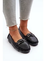 Dámské kožené mokasíny s ozdobou Černé model 21655753 - S.Barski